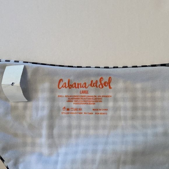 Cabana del Sol Bikini Black White Check Cap Sleeve Top Cheeky Bottom Bikini - Picture 12 of 12